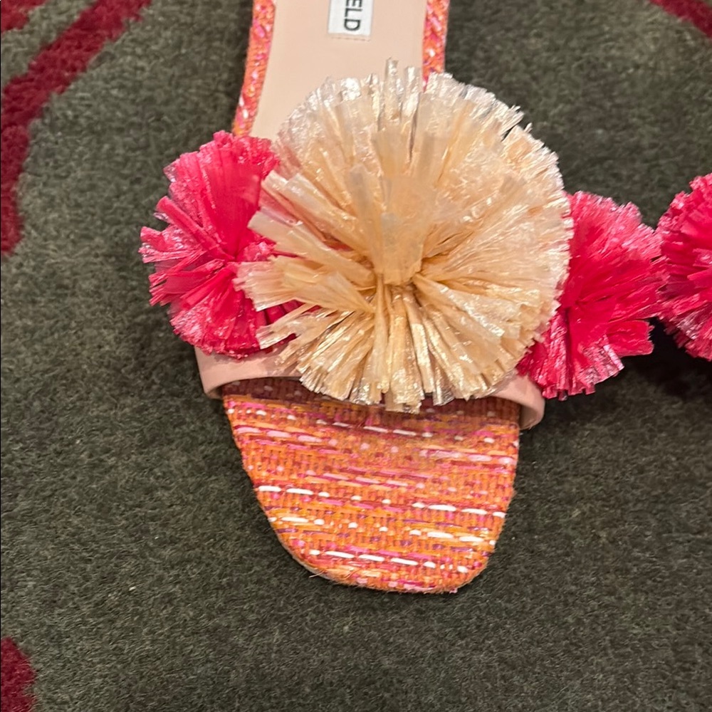 Karl Lagerfeld Pink and Orange Pom Pom Sandals - Picture 4 of 6
